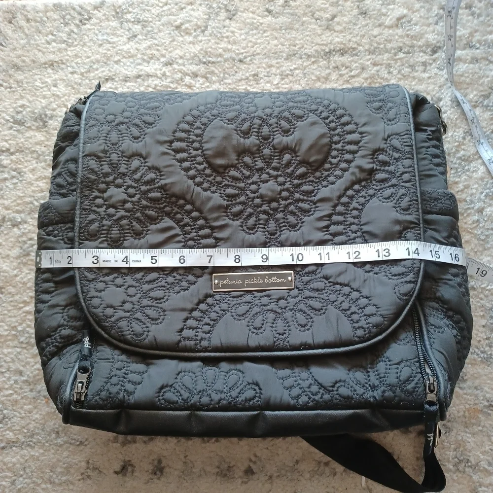 Petunia Pickle Bottom Embossed Black Diaper Bag